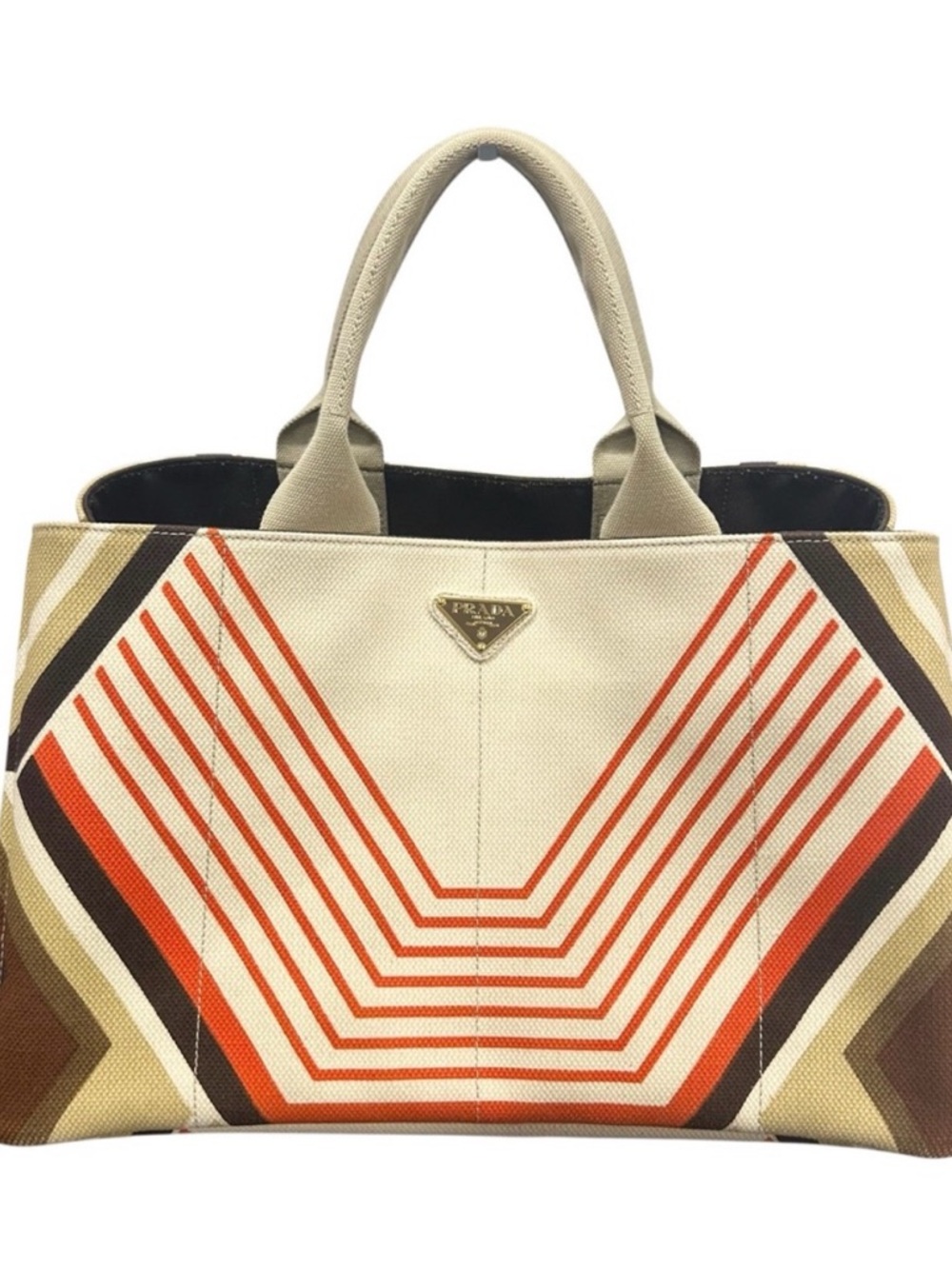 Prada Limited Edition Retro Stampada Geometric Canapa GM Tote - Picture 11 of 13